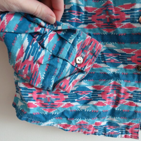 VINTAGE CIRCLE T Aztec Western Southwestern Button Down Shirt Country Rodeo - Picture 9 of 14